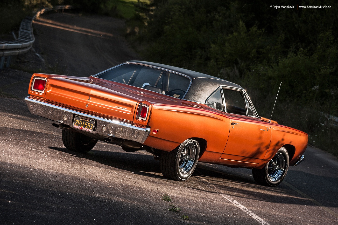 1400x933, 591 Kb / американский, автомобиль, дорога, оранжевый, americanmuscle