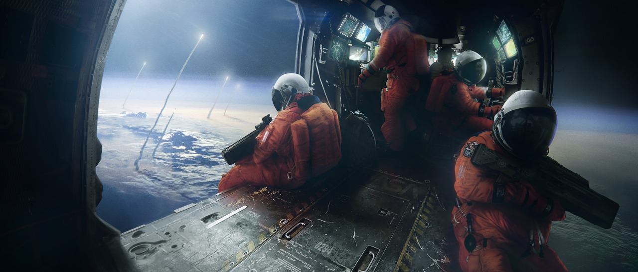 1280x545, 81 Kb / космодесант, высадка, ракеты, шаттл, Nick Foreman