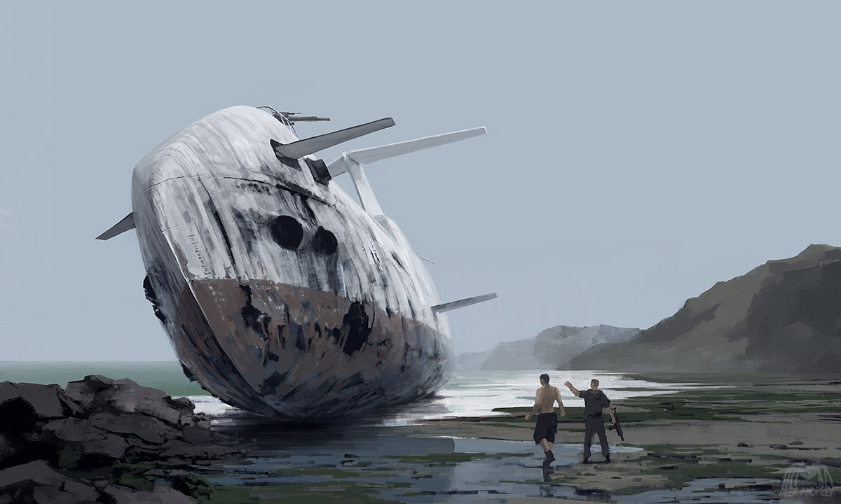 1200x720, 162 Kb / море, белая субмарина, Саракш, Обитаемый остров, Стругацкие, Алекс Андреев