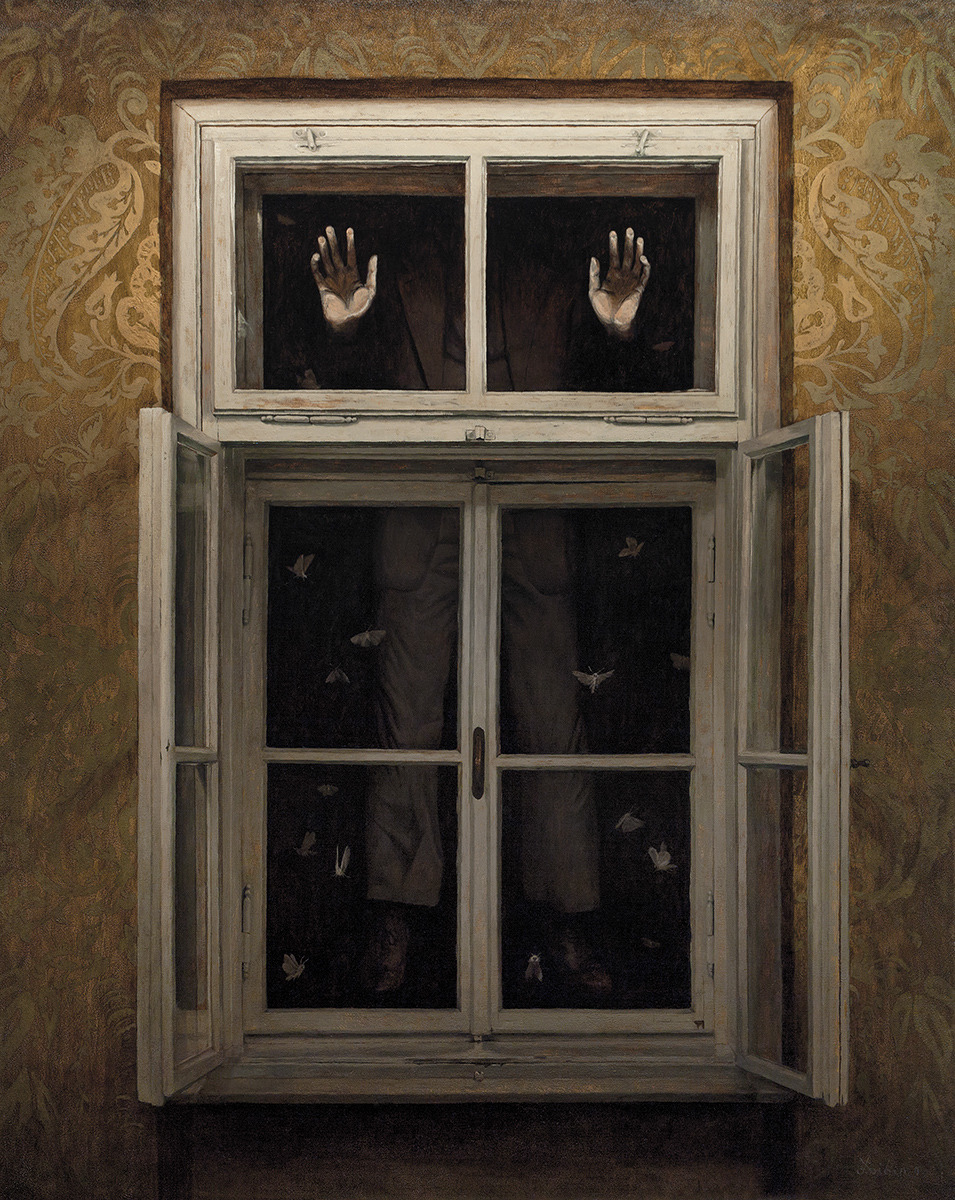 955x1200, 494 Kb / мужчина, костюм, окно, стена, узор, бабочки