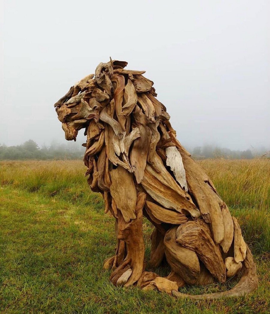 900x1045, 235 Kb / коряги, лев, скульптура