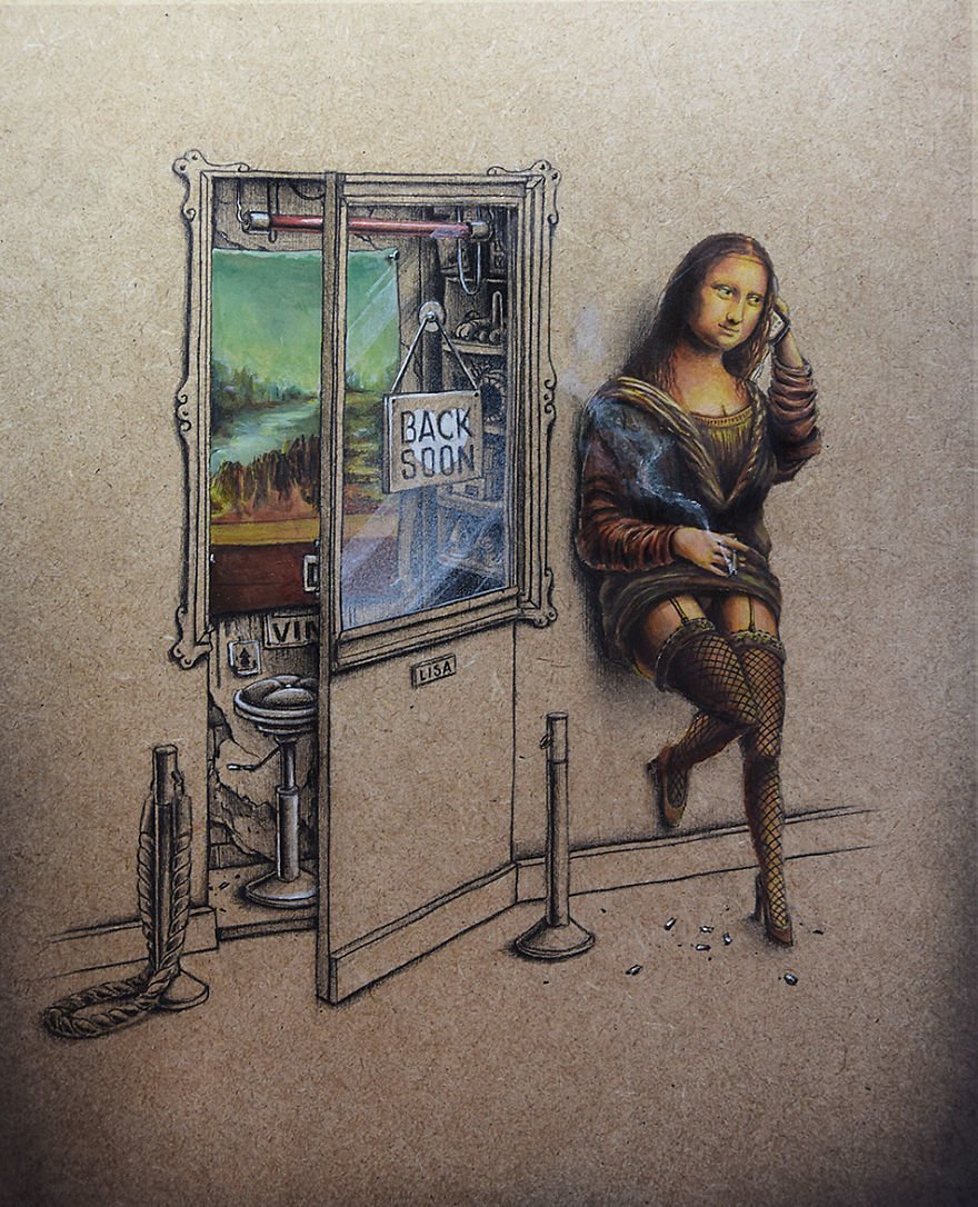 880x1086, 234 Kb / мона лиза, чулки, сигарета, шлюха
