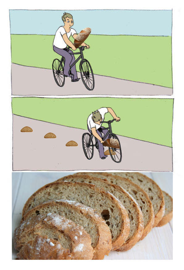 596x875, 470 Kb / велосипед, батон, хлеборезка