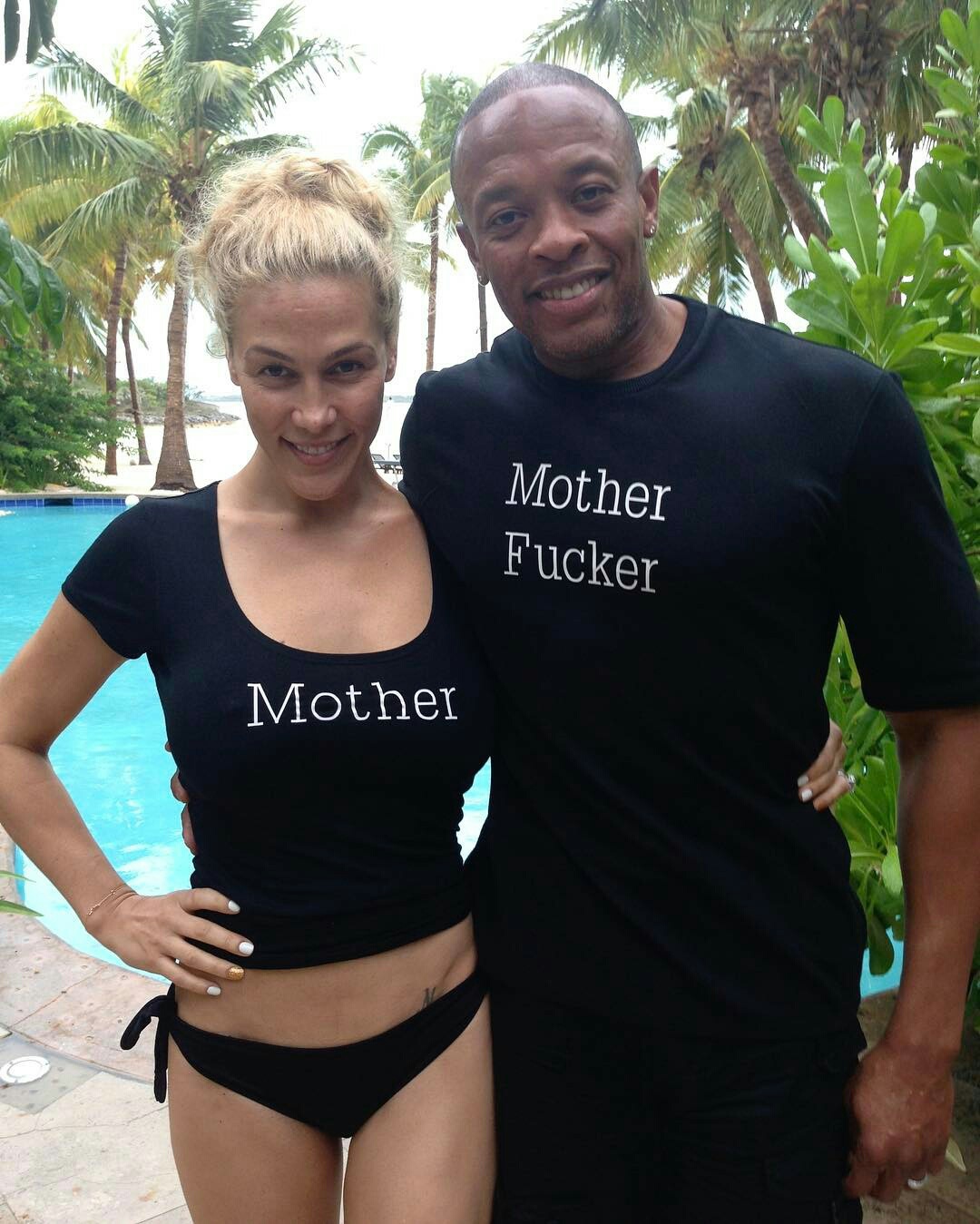 1080x1349, 298 Kb / мать, отец, ёбарь, пальмы, бассейн, Nicole Threatt,  Dr. Dre