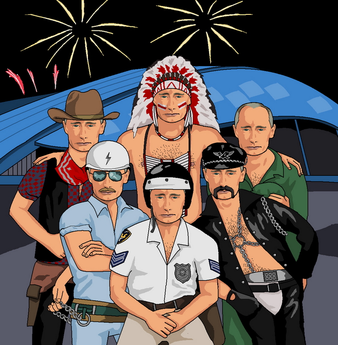 680x694, 410 Kb / путин, шлем, шляпа, индеец, рисунок