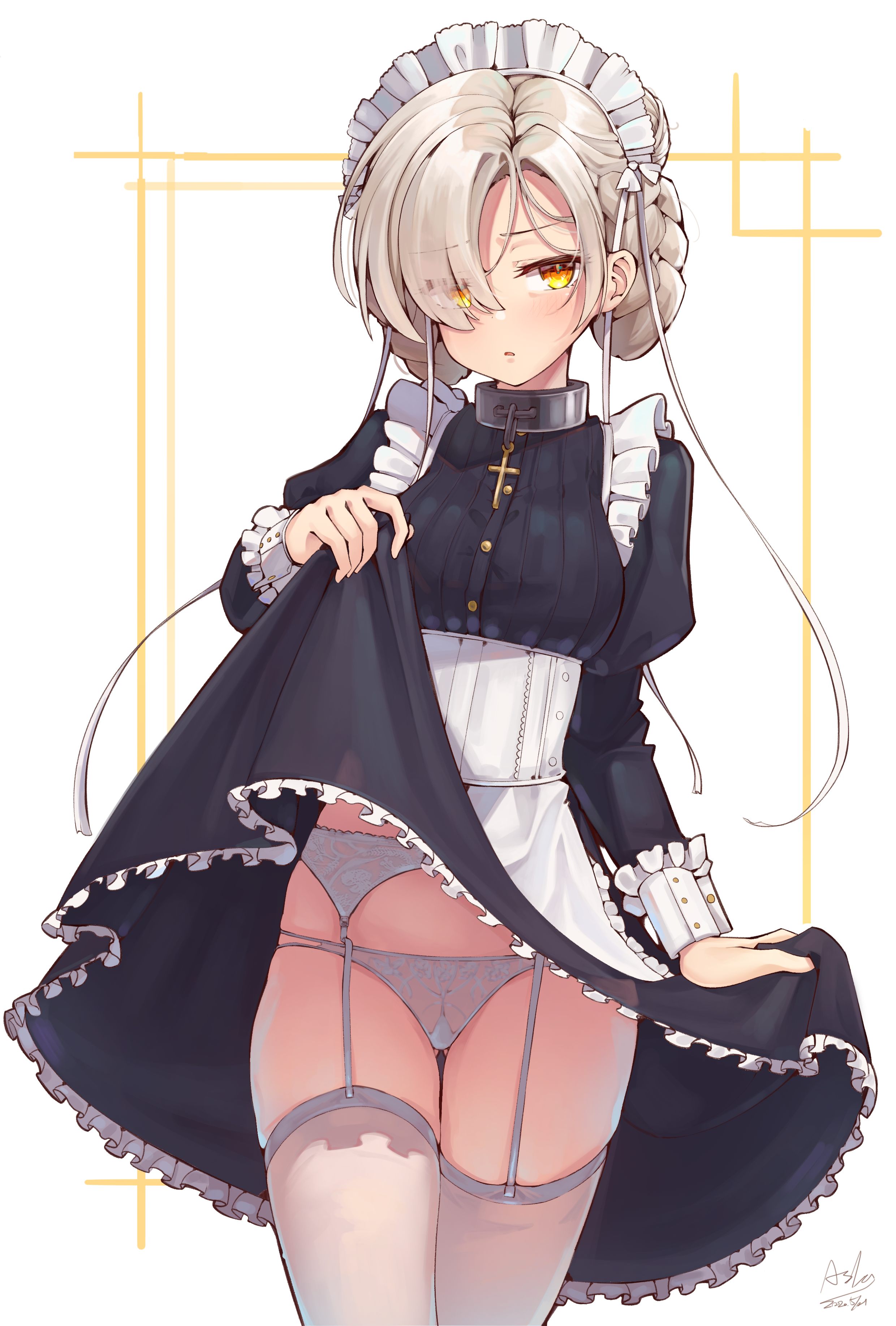 2480x3671, 610 Kb / служанка, Anime, Sheffield, Azur Lane, Maid, фартук, платье