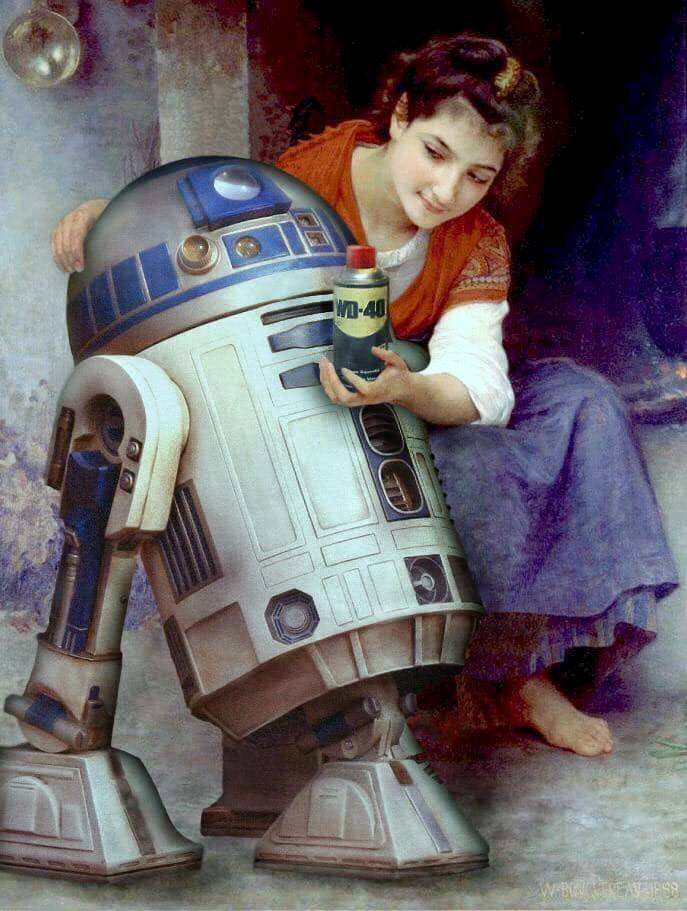 687x911, 89 Kb / R2-D2, робот, звёздные войны, смазка, wd-40