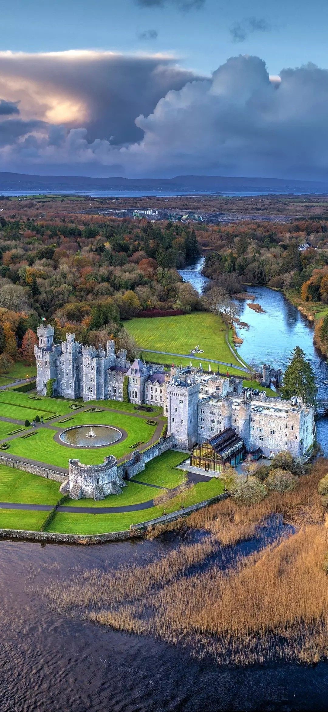 1080x2340, 577 Kb / Замок, Эшфорд, Ashford, река, Ирландия