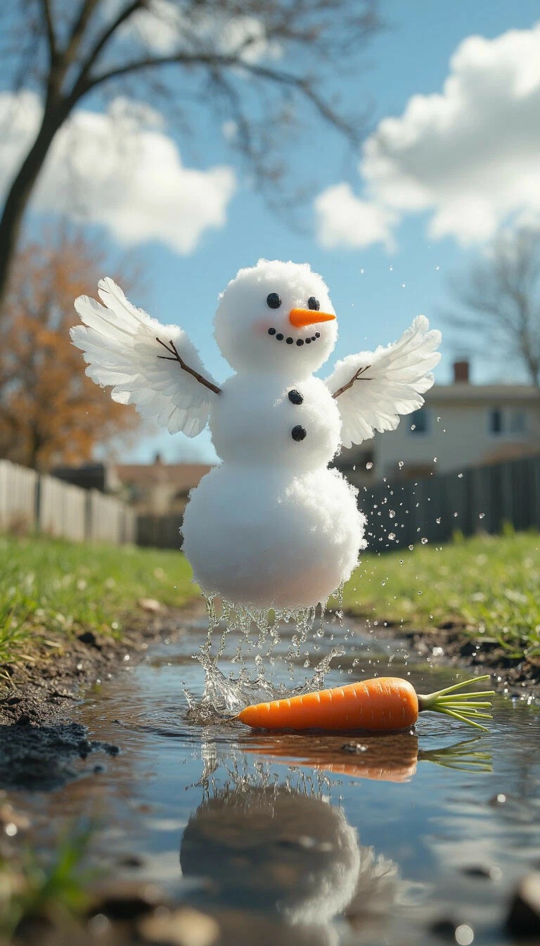 768x1344, 184 Kb / снеговик, ангел, морковка, крылья, ии, шедеврум