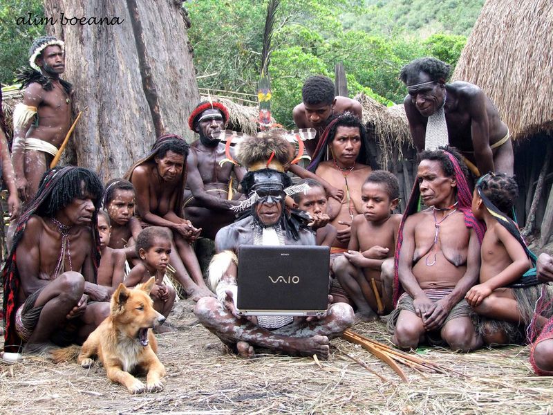 800x600, 154 Kb / папуасы, ноутбук, sony, vaio, дикари