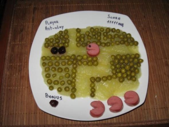 590x442, 32 Kb / pacman, пакман, тарелка, горох