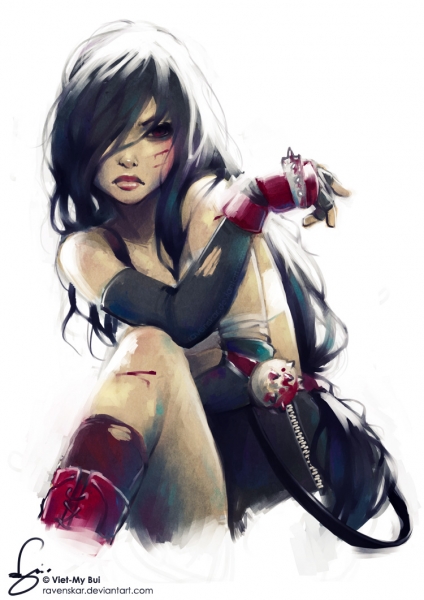 424x600, 156 Kb / рисунок, кастет, брюнетка