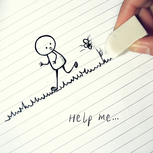 600x600, 62 Kb / ч/б, рисунок, ластик, стирка, человечек, help me