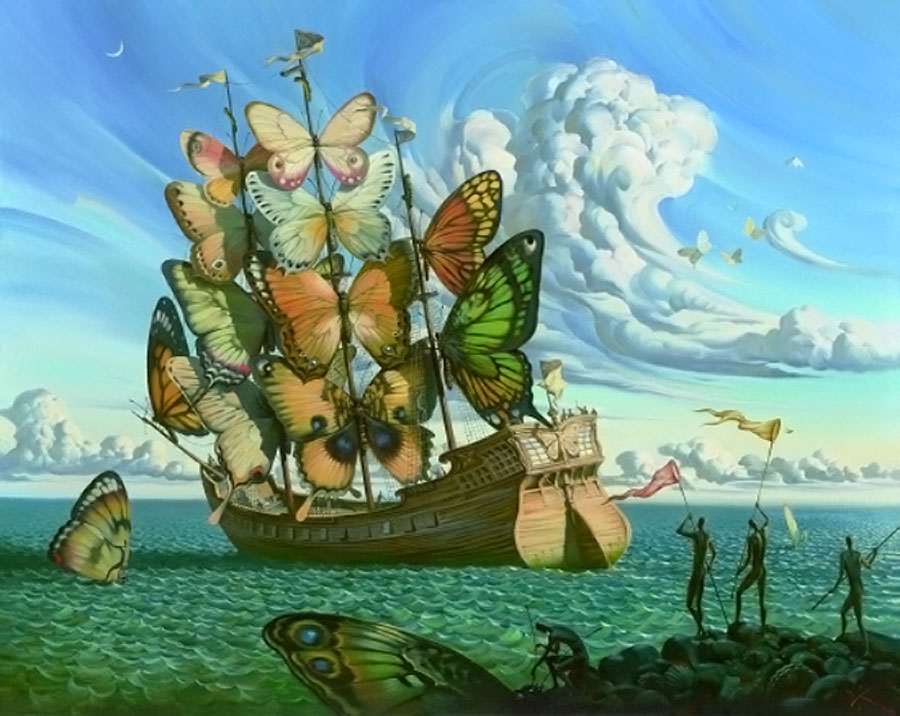 900x716, 131 Kb / куш, сюрреализм, дали, корабль, бабочки