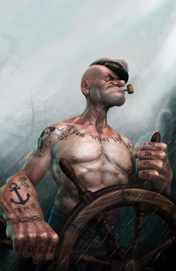 586x899, 65 Kb / моряк, папай, штурвал, трубка