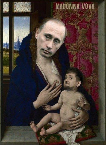 422x576, 45 Kb / путин, кадыров, мадонна, кормящая, младенца, дирк, баутс