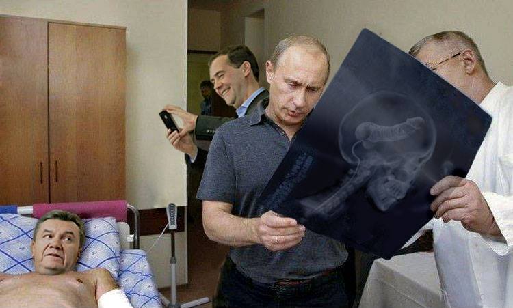 750x451, 45 Kb / путин, медведев, янукович, больница, рентген, череп