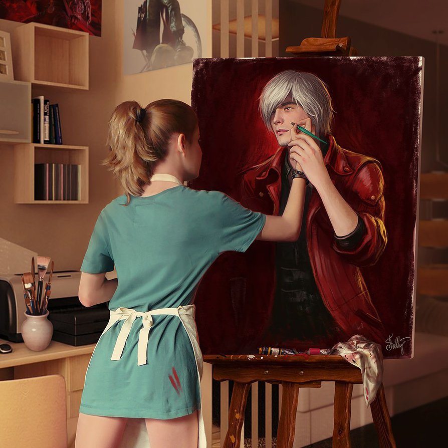 894x894, 144 Kb / картина, рука, художник, портрет