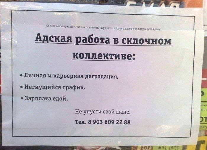 700x508, 49 Kb / объявление, коллектив, деградация, зарплата, шанс, график