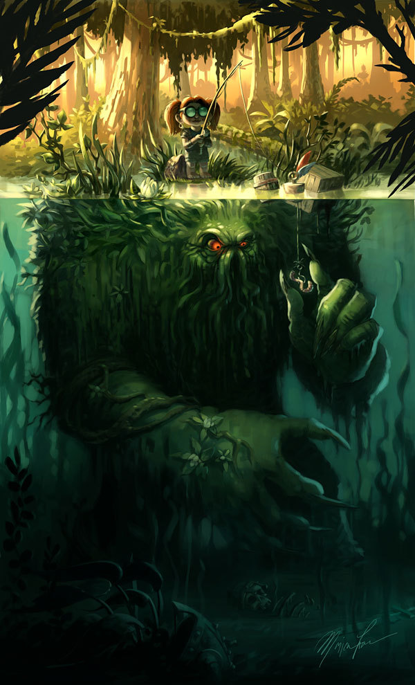 600x990, 135 Kb / девочка, удочка, чудище