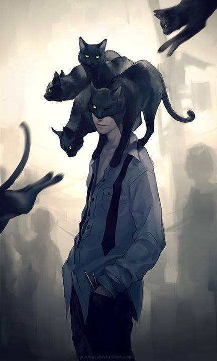 432x720, 30 Kb / кошки, голова, рубашка, руки, брюки, Wenqing Yan