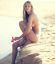 цветок, пляж, песок, голая, сидит, обрыв, marloes horst