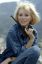 джинсовка, пистолет, Mireille Darc, Мирей Дарк, деним, часы, блондинка