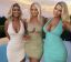 Ruby-lee Сoffey, Ellie-Jean Coffey, Bonnie-Lou Coffey, трое, блондинки, вода, бокал, бассейн
