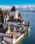 Oberhofen castle , Switzerland ,озеро, замок, горы, снежные шапки, Тунь
