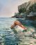 Thomas Saliot, море, девушка , ныряет, попа, картина, рисунок