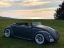 volkswagen, Beetle, roadster, чёрный, луг, море, поле