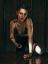 Kristen Stewart,стол,отражение,кости,зары,тени,чёрное,зелёные