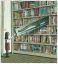 девочка, полка, книги, крокодил