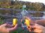 водка, банан, стопки, река