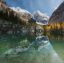 вода, скалы, деревья, снег